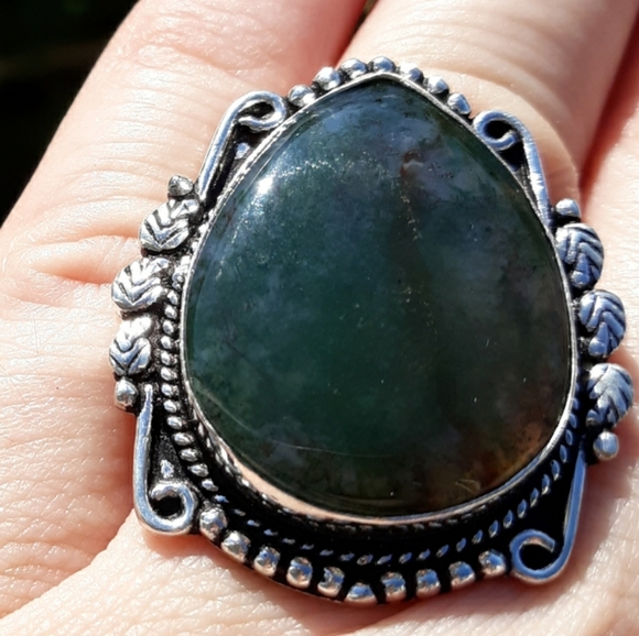 New Moss Agate 925 Silver Ring. - Picture 5 of 8